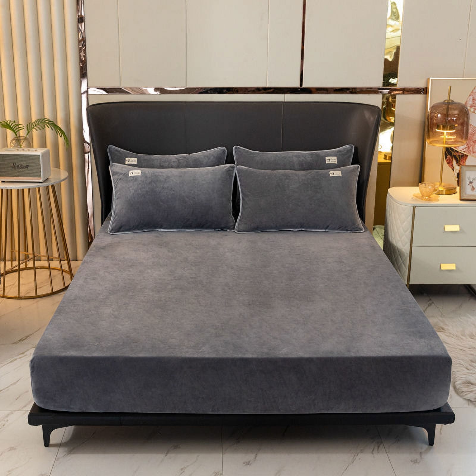 Soft Velvet Fitted Sheet with Elastic Bands Non Slip Adjustable