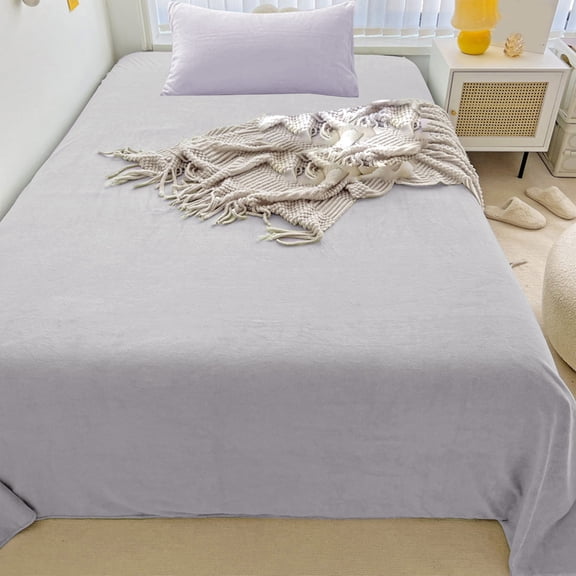 Soft Velvet Flannel Sheet Set Cozy Warm Fleece Bedding Non Pilling Fuzzy Plush Sheets for Bedroom 2 Piece