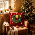 thumbnail image 1 of Soft Velvet Round Tufted Throw Pillow with Star Snowflake Ball Motifs, Christmas Embossed Decorative Cushion for Sofa Couch Bed and Living Room Decor (Multicolor), 1 of 6