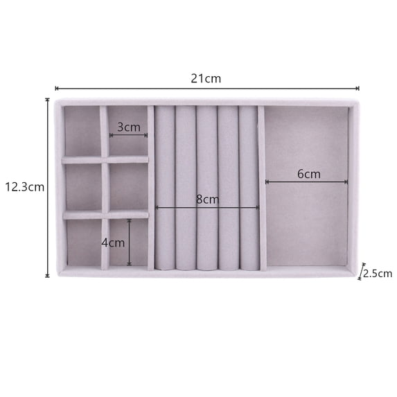 Soft Velvet Stackable Jewelry Tray Case Jewelry Display Storage Box Portable Ring Earrings Necklace Organizer Box Jewelry Holder Grey F