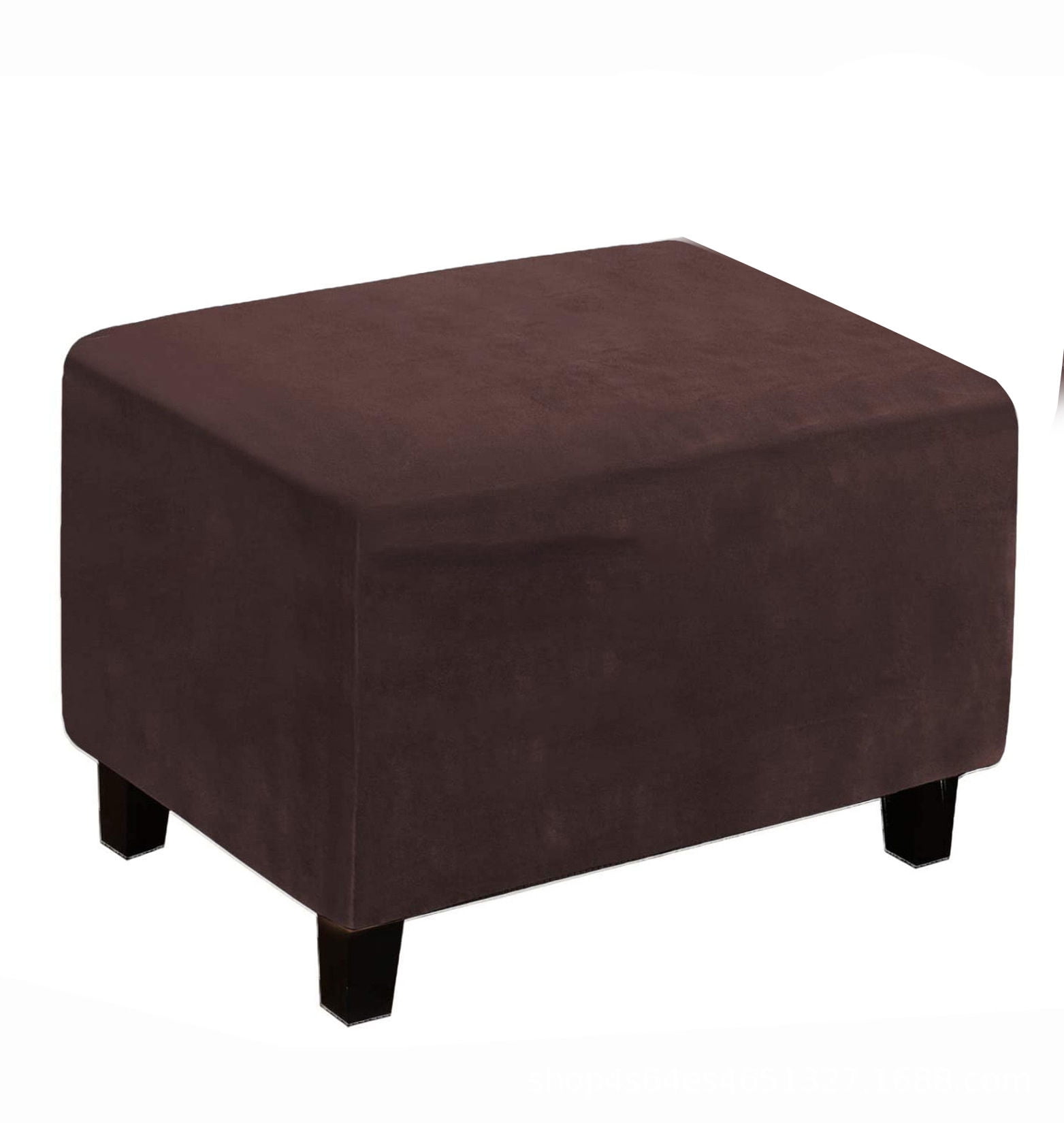 Soft Velvet Stretch Ottoman Cover, Rectangle Removable Footstool Cover