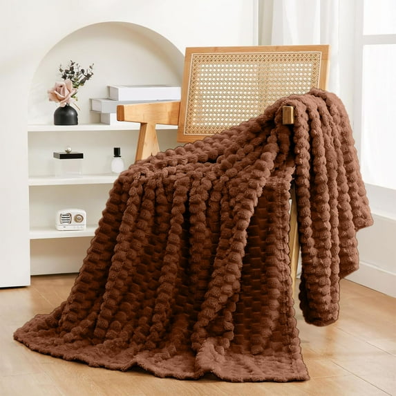 Soft Velvet Throw Blanket - Cozy Plush Blanket for Couch & Bed - 39x27 Inches Coffee Color