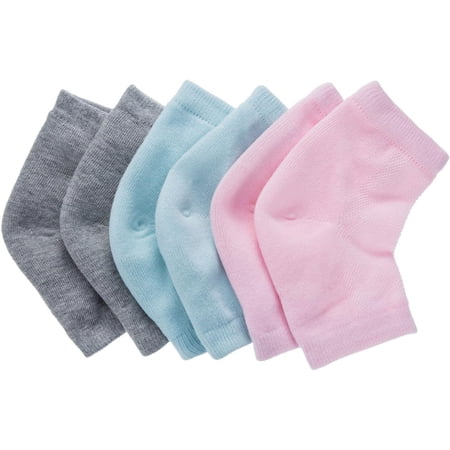 Soft Ventilate Gel Heel Socks Open Toe Socks for Dry Hard Cracked Skin Moisturizing Day Night Care Skin, 3 Pairs (Pink, Turquoise, Grey)