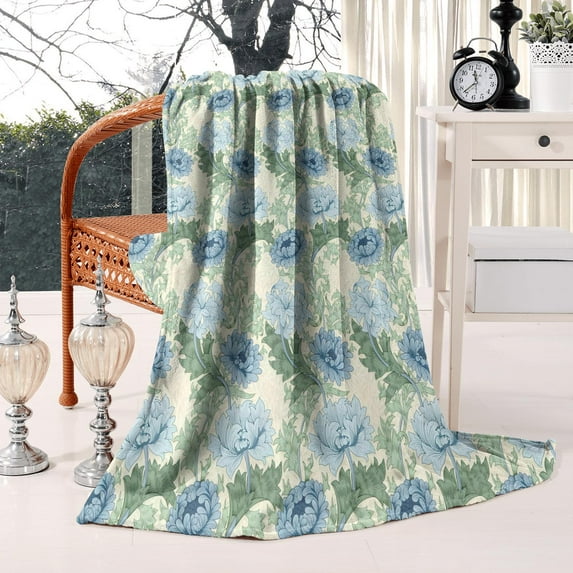 Soft Vintage Botanical Flower Throw Blanket: 50x60in Warm & Cozy Flannel Blanket - Lovely Gift Couch Blanket for Kids & Adults - Home, Chair, Sofa, Couch & Bed Decor