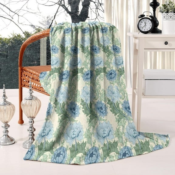 Soft Vintage Botanical Flower Throw Blanket: 50x60in Warm & Cozy Flannel Blanket - Lovely Gift Couch Blanket for Kids & Adults - Home, Chair, Sofa, Couch & Bed Decor