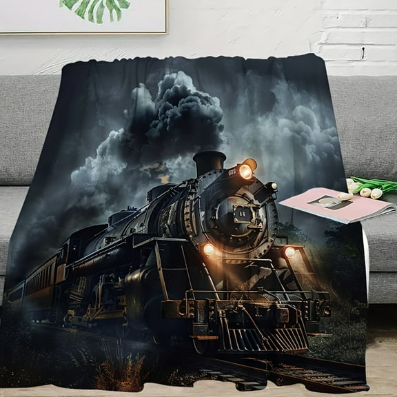 Soft Vintage Coal Train Blanket Vintage Coal Train Print Blanket Soft Warm And Comfortable for Sofas Beds Offices And Outdoor Adventures Ideal Gift Choice