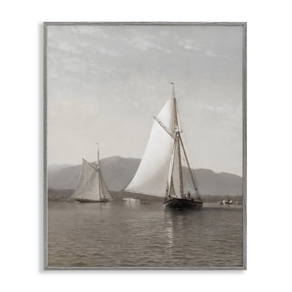 Stupell Industries Soft Vintage Coastal Boat Gray Framed Giclee Art, design by Riley B, 14 x 11