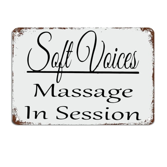 Soft Voices Massage in Session Therapy Spa Salon Signs with Quotes Metal Sign Motivational Wall Art Rustic Wall Decorations Housewarming Gift (Aluminum) Size: 12 x 16 inch