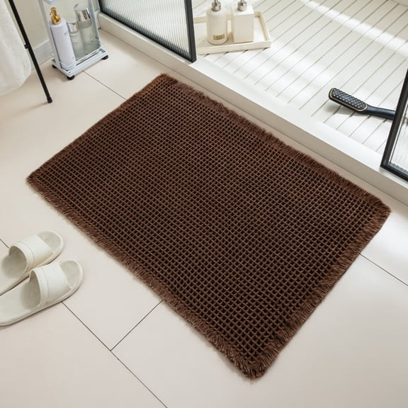 Soft Waffle Runner Bath Mat - 24"x16" Non-Slip,Super Absorbent,Quick-Dry Bathroom Rug