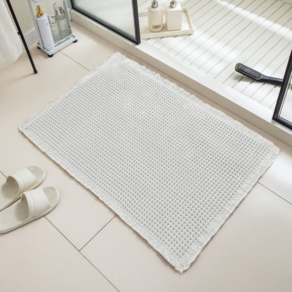 Soft Waffle Runner Bath Mat - 24"x16" Non-Slip,Super Absorbent,Quick-Dry Bathroom Rug