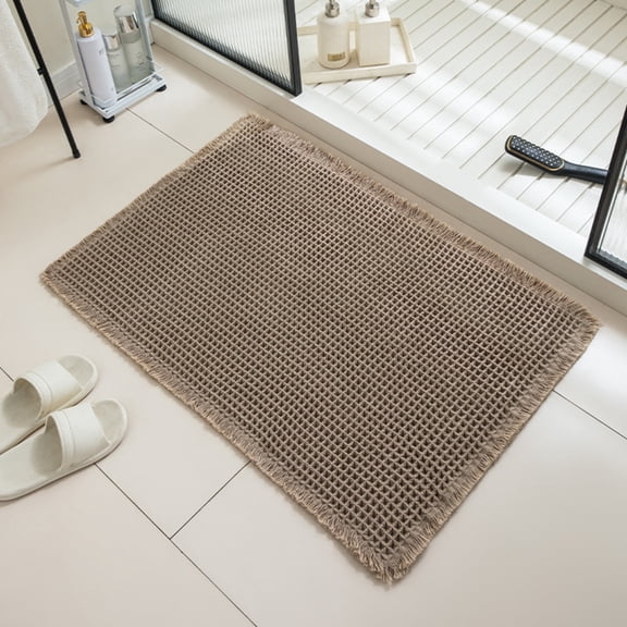 Soft Waffle Runner Bath Mat - 24"x16" Non-Slip,Super Absorbent,Quick-Dry Bathroom Rug
