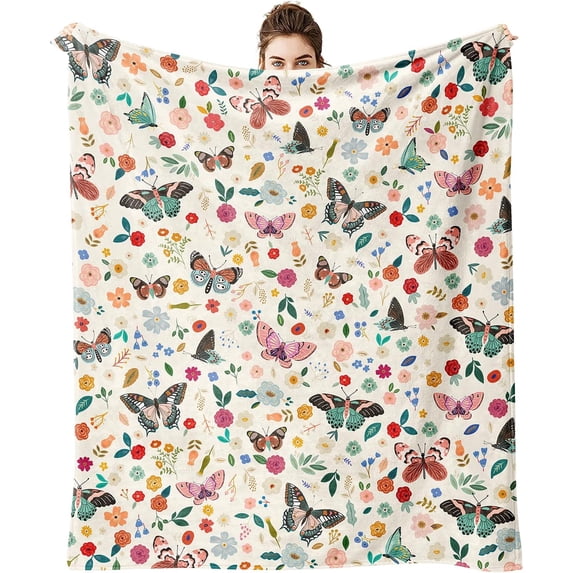 Soft Warm Butterfly Flannel Throw Blanket, Decorative Home Accessory ...