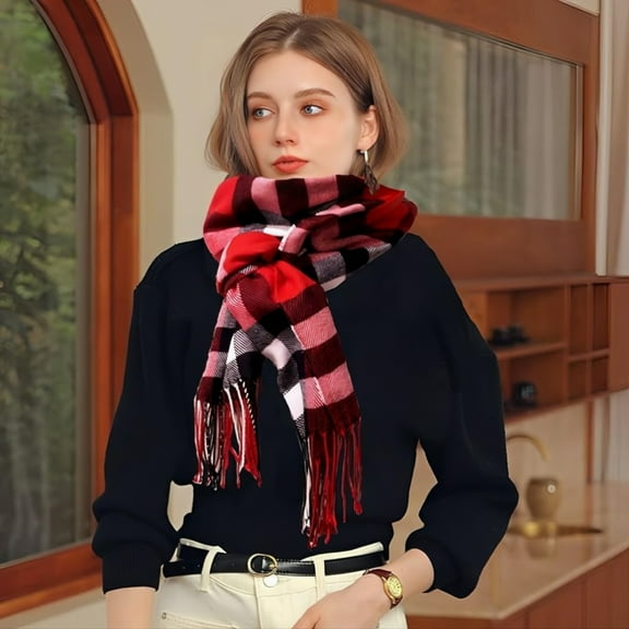 Warm Winter Scarf for Women Soft Checked Wrap Large Lightweight Fashion Shawl Gifts for Her