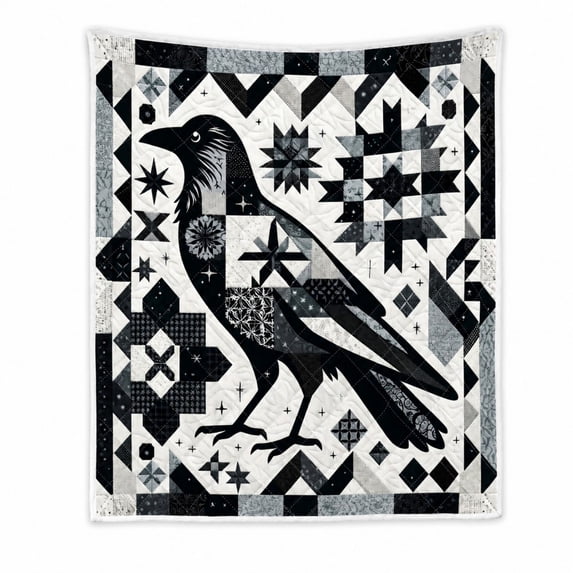 Soft Warm Flannel Throw Blanket Mystical Raven Bird Print For Living Room Bedroom Home