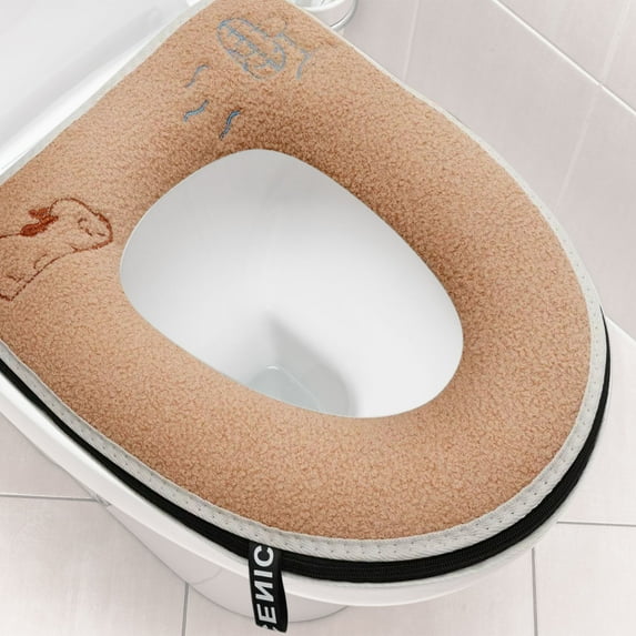 Soft Warm Foam Toilet Seat Cushion, Universal Fit for Round Elongated Toilets, Washable Non-Slip Design, Keeps You Comfortable Winter, Easy to Install Without Tools, D, 1pc