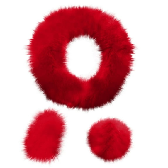 Soft Warm Fuzzy Steering Wheel Cover with Long Handbrake Sleeve Universal Fit for All Cars Winter Driving Comfort