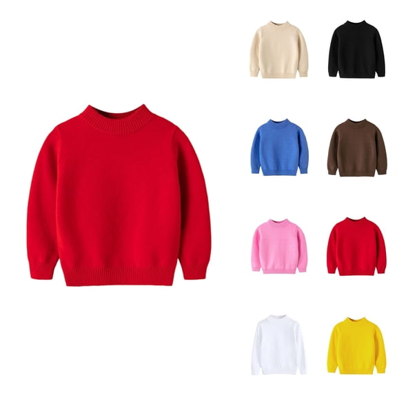 Soft Warm Knit Pullover Sweater for Boys & Girls – Cozy Cotton Cable Knit Turtleneck Long Sleeve Chunky Jumper, Casual Mid-Neck Top for Fall Winter Everyday Wear