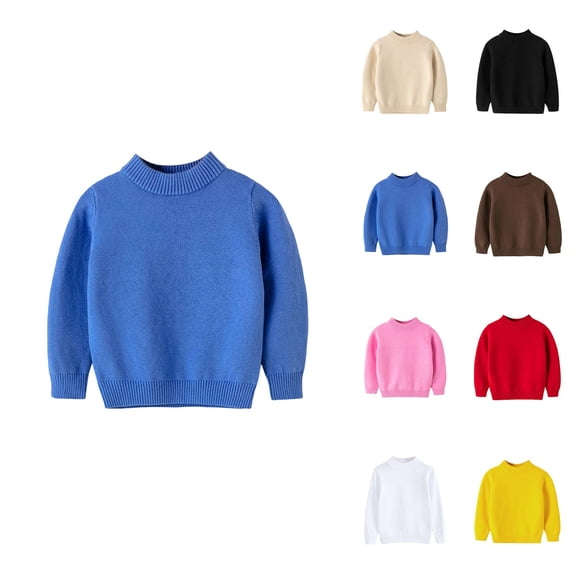 Soft Warm Knit Pullover Sweater for Boys & Girls – Cozy Cotton Cable Knit Turtleneck Long Sleeve Chunky Jumper, Casual Mid-Neck Top for Fall Winter Everyday Wear