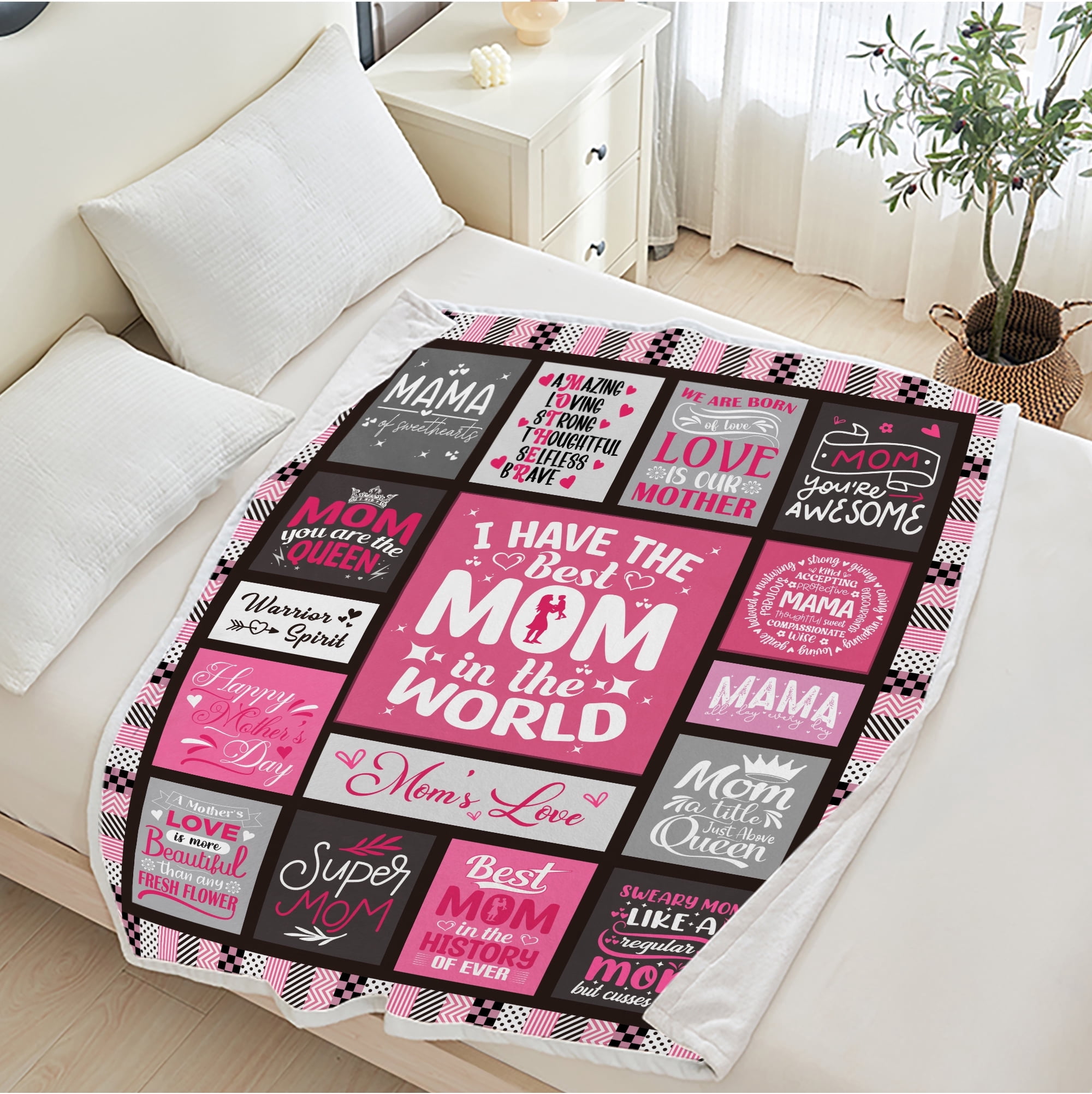 Soft Warm Mom Blanket - Birthday Gift Blanket for Mom Happy Mothers Day Throw Gift for Mother, Wife, Grandma from Daughter, 50"x60"