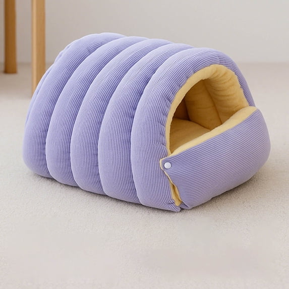 Soft Warm Pet Sleeping Bag, Washable Fluffy Cat Bed and Small Dog Bed with Snap Closure, Cozy Hideaway for Indoor Pets