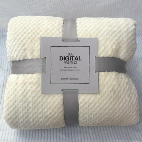 Soft Warm Plaid Fleece Bed Blanket Large Mesh Flannel Blankets Thick Breathable Polyester Blanket,B,Coral Fluff