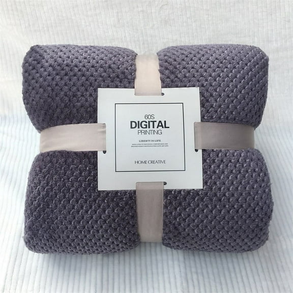 Soft Warm Plaid Fleece Bed Blanket Large Mesh Flannel Blankets Thick Breathable Polyester Blanket,Purple,Coral Fluff