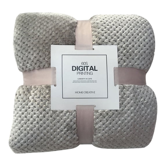 Soft Warm Plaid Fleece Bed Blanket, Large Mesh Flannel Throw in Gray, Size 100x150cm, Thick Breathable Cozy Cover for Couch, Sofa, and Bed, Lightweight and Durable.