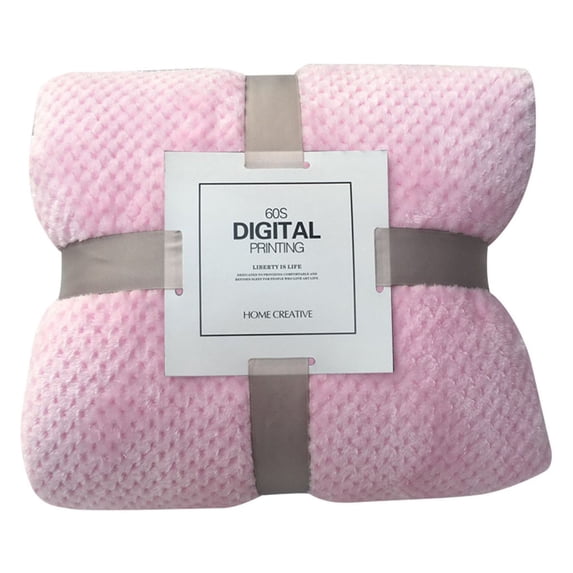 Soft Warm Plaid Fleece Bed Blanket, Large Mesh Flannel Throw in Pink, Size 100x150cm, Thick Breathable Cozy Cover for Couch, Sofa, and Bed, Lightweight and Durable.