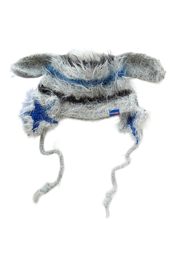 Soft Warm Rabbits Ear Knit Hat Brimless Hats Skull Caps Sports Headwear Women Accessories Winter Ear Protector Hats Autumn Winter Warm Cap for Outdoor