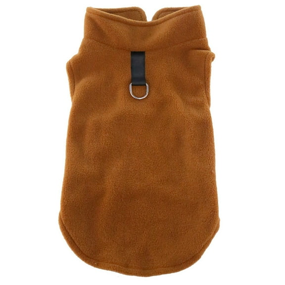 Soft Warm Solid Color Polar Fleece Pet Vest Winter Cold Weather Clothes Apparel for Small Medium Dogs Cats Puppy,Dog Sweater for small dog,Soft Fleece Vest with Leash Ring,Coffee 1 XS