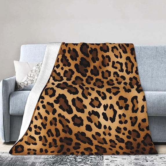 Soft Warm Throw Blanket For Couch Living Room Retro Leopard Animal Print Cozy Fuzzy Throw Blanket For Sofa Bed Blanket 50" x 60"