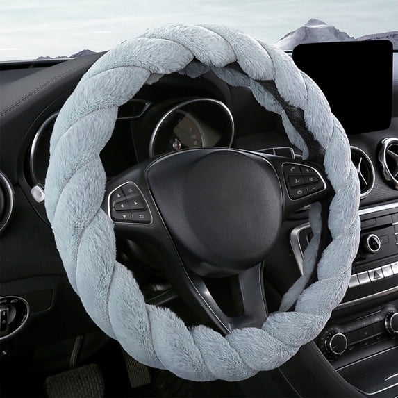 Soft Warm Universal Car Steering Wheel Cover, Non-Slip Winter Protector, Luxurious Comfortable Grip Decor, Easy to Install Fits 14-15 Inch Steering Wheels for Most Cars SUV