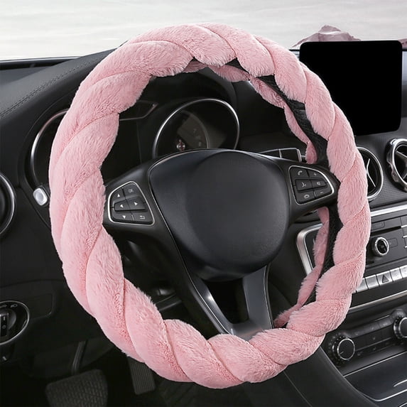 Soft Warm Universal Car Steering Wheel Cover, Non-Slip Winter Protector, Luxurious Comfortable Grip Decor, Easy to Install Fits 14-15 Inch Steering Wheels for Most Cars SUV