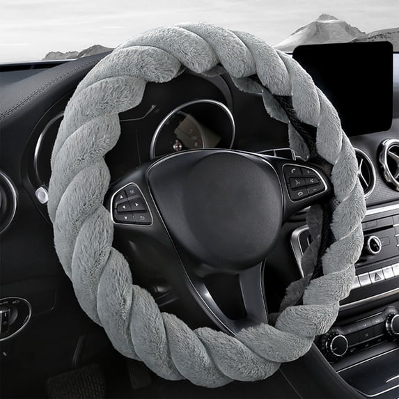 Soft Warm Universal Car Steering Wheel Cover, Non-Slip Winter Protector, Luxurious Comfortable Grip Decor, Easy to Install Fits 14-15 Inch Steering Wheels for Most Cars SUV