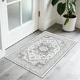 thumbnail image 1 of Soft Washable Rug 2'x3', with Non-Slip Backing, Faux Shaggy Wool Area Rug, Cream White, Blue and Brown, 1 of 6