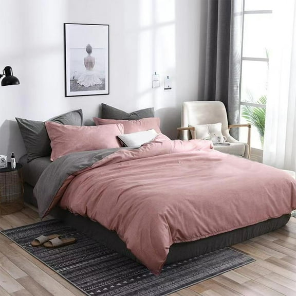 Soft Washed Microfiber Duvet Cover Set with Button Closure and 2 Pillowcases, Vintage Wrinkle Texture Comforter Cover – All-Season Skin-Friendly Bedding with Interior Ties