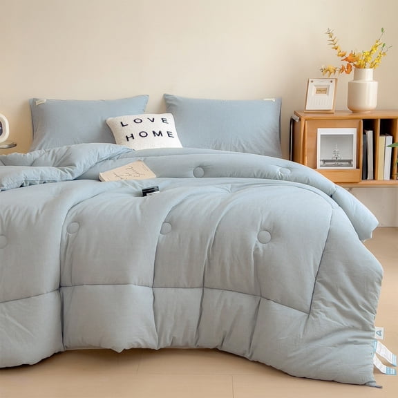 Soft Washed Microfiber Duvet Insert, Lightweight yet Insulating Comforter Core for Summer, Spring, Fall, and Winter, Breathable and Machine Washable