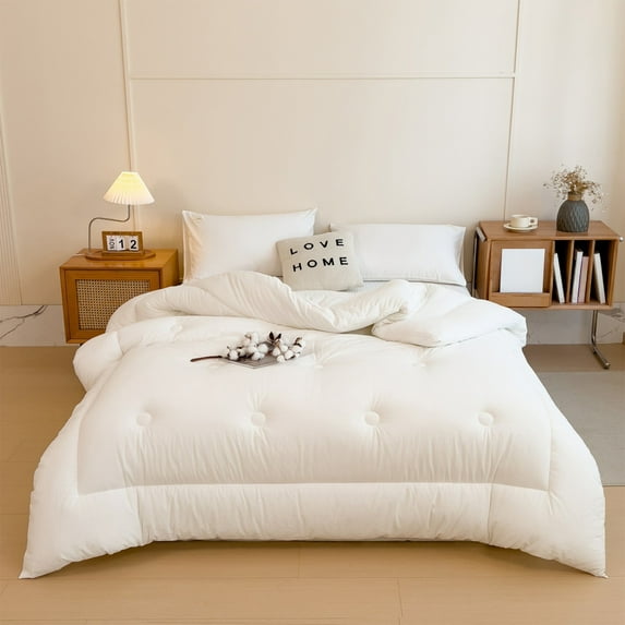 Soft Washed Microfiber Duvet Insert | All Seasons Lightweight Comforter | Enhanced Warmth for Summer Spring Fall | 200x230cm | White Gray Blue Multicolor