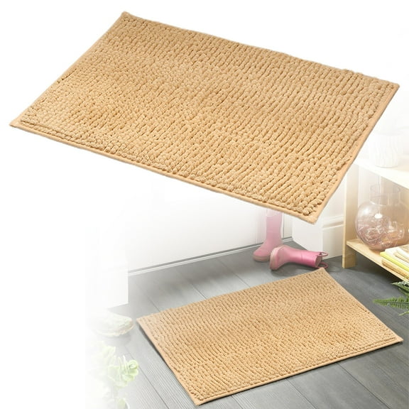 Soft Water Absorbent Bathroom Mat, Non Slip 0.4 Inch Thick Polyester Rug with Adhesive Backing Machine Washable for Bathroom Floor, Comfort Bath Carpet, Camel, 15.7"x23.6", By Harlik