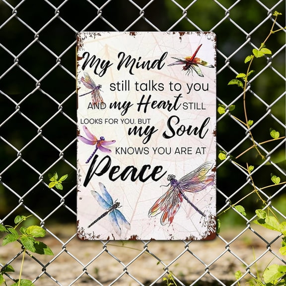 Soft Watercolor Dragonfly Printed Metal Tin Plaque Weatherproof Vintage Wall Sign For Garden Fence Patio Farmhouse Indoor Outdoor Sentimental Wall Decor Gift