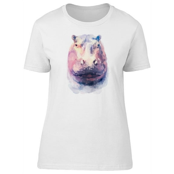 Soft Watercolor Hippo T-Shirt Women -Image by Shutterstock, Female Medium