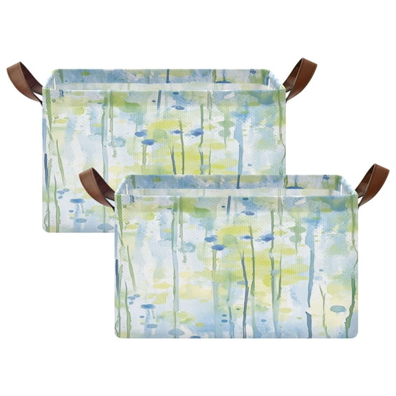 Soft Watercolor Strokes 16.9x11.4x10in Foldable Open Home Storage Bins Durable Water Resistant Shelf Baskets