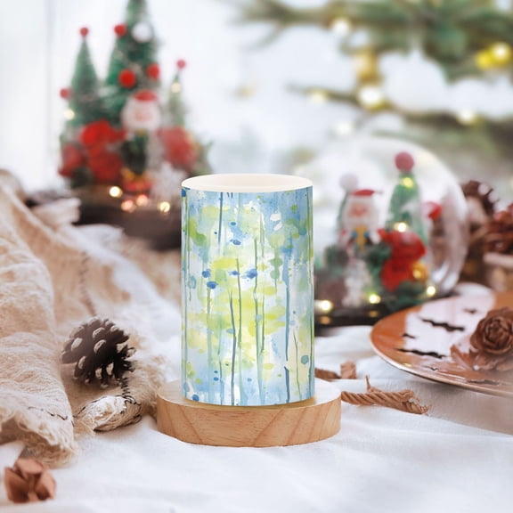 Soft Watercolor Strokes Set of 2 Flameless LED Candles Remote and Timer Indoor Outdoor