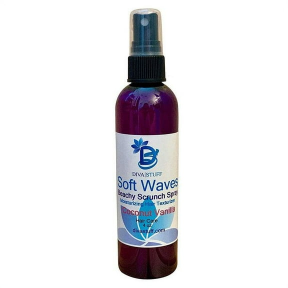 Soft Waves Beachy Scrunch Spray, Moisturizing Hair Texturizer, Coconut Vanilla by Diva Stuff