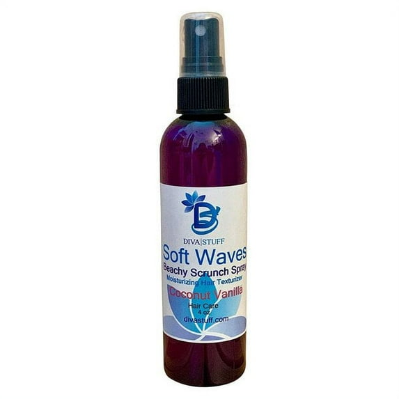 Soft Waves Beachy Scrunch Spray, Moisturizing Hair Texturizer, Coconut Vanilla by Diva Stuff