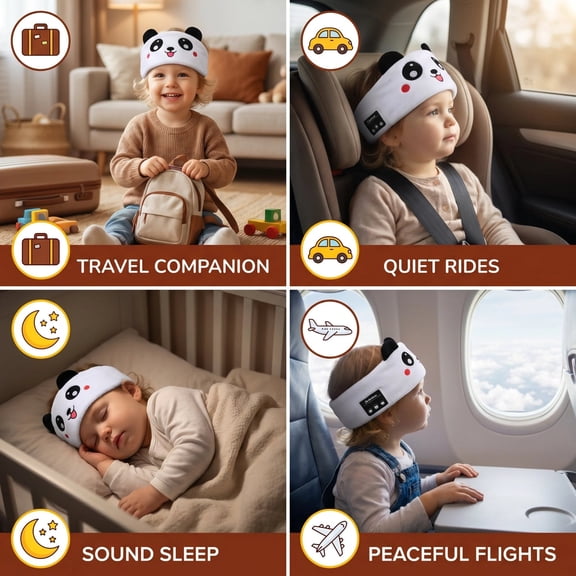 Soft Wearable Headphones, Comfortable Wireless Tiny Tots Over Ear Music Headset With Thin Speakers, Super Soft Fleece Headband Mini Audio Gear for Multi-Scenario Daily Use (White, 5*5in)