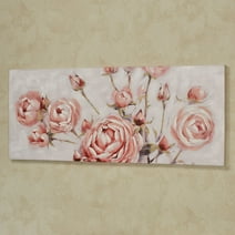 Soft Whisper Blush Pink Roses Floral Canvas Wall Art 53 Inches Wide