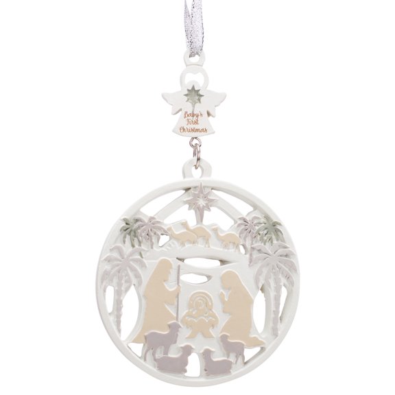 Soft White Angel Nativity 3.27 x 3.54 Inches Resin Stringed Ornament
