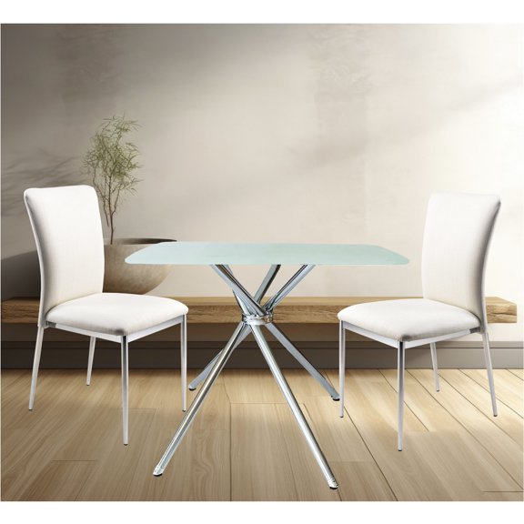 Soft White Dining Set with High-Density Chairs / Provide Support and Style