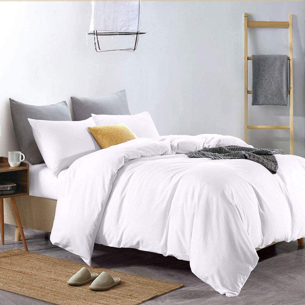 Soft White Duvet Cover With Zipper Closure 1 Piece Oversized Super King (120'' x 98'') 600 TC 100% Natural Cotton 1 Piece Duvet Cover Set & Corner Ties Lightweight Comforter Cover